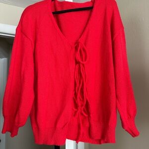 Women's Red Sweater with Tie Front